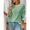 Autumn and Winter Round Neck Color Blocked Loose Top Women’s Pullovers & Long Sleeves