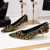 Shoes New Sequin Women's Shoes Sparkling Women Pumps Fashion Kitten Heels 4.5 Cm Low Heeled Luxury Banquet Shoes Size 43