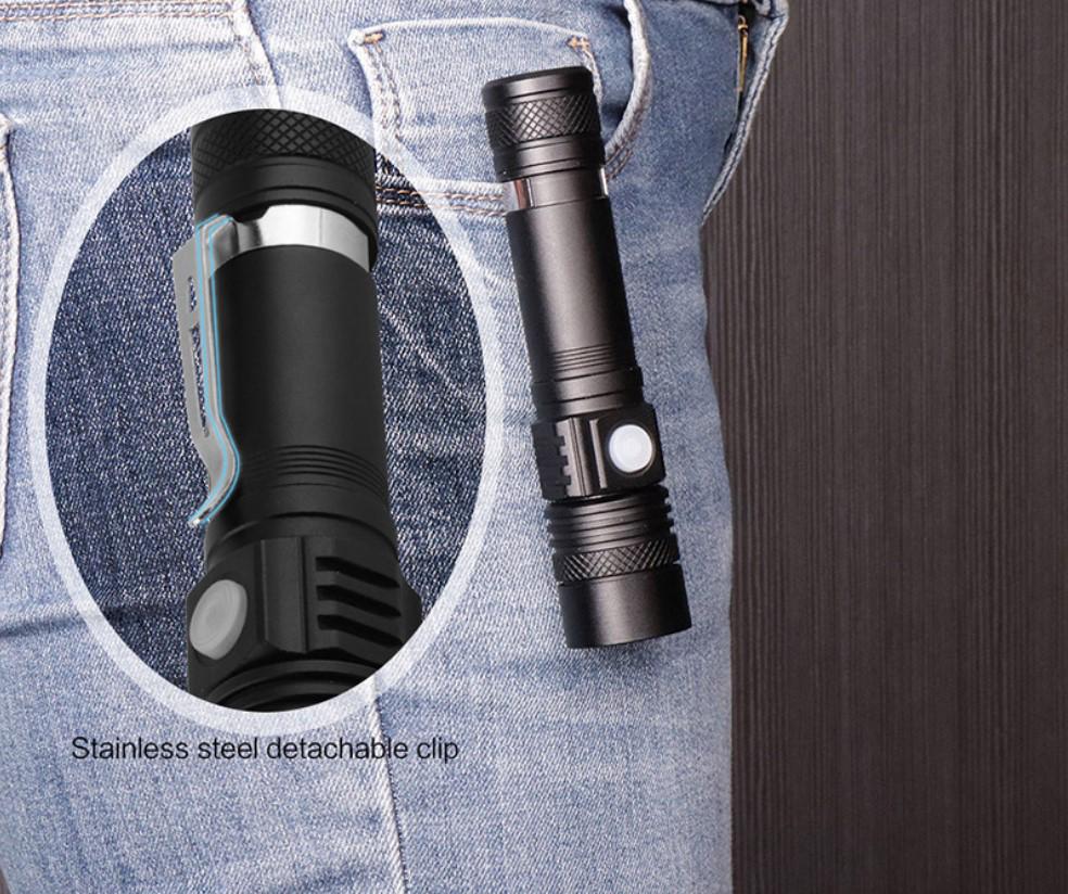 T6 Rechargeable USB High-Power LED Flashlight with Telescopic Zoom for Outdoor Use