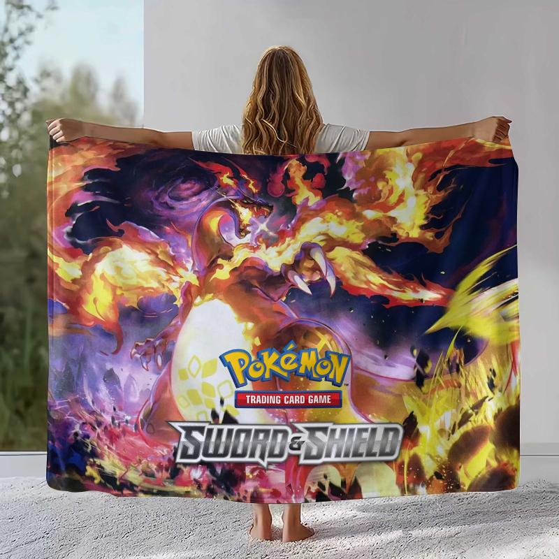 Charizard Charmander Pokemon Flannel Blanket,Ultra Soft Warm Plush Throw for Home Bedroom Bed Sofa Cover Office Camping Picnic