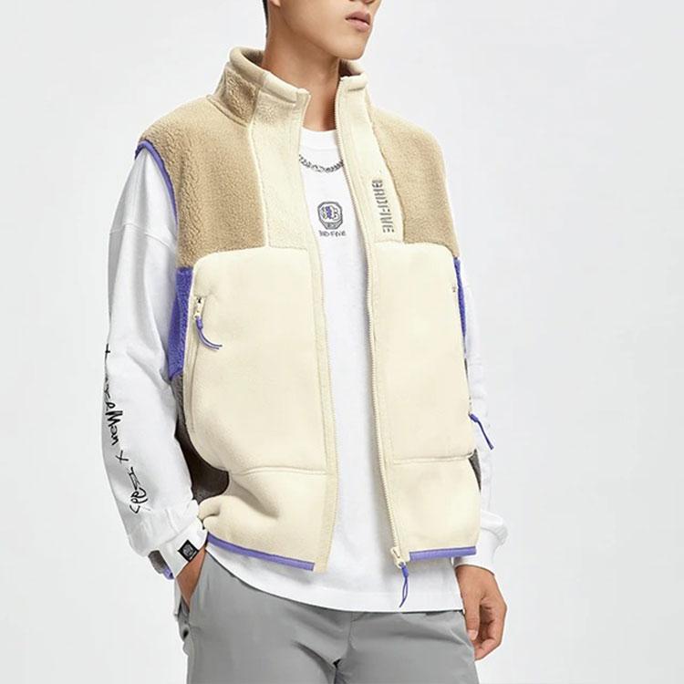 Li Ning Badfive цветной блок флис теплый свободный жилет с воротником-стойкой мужские жилеты хаки AMDR045-2