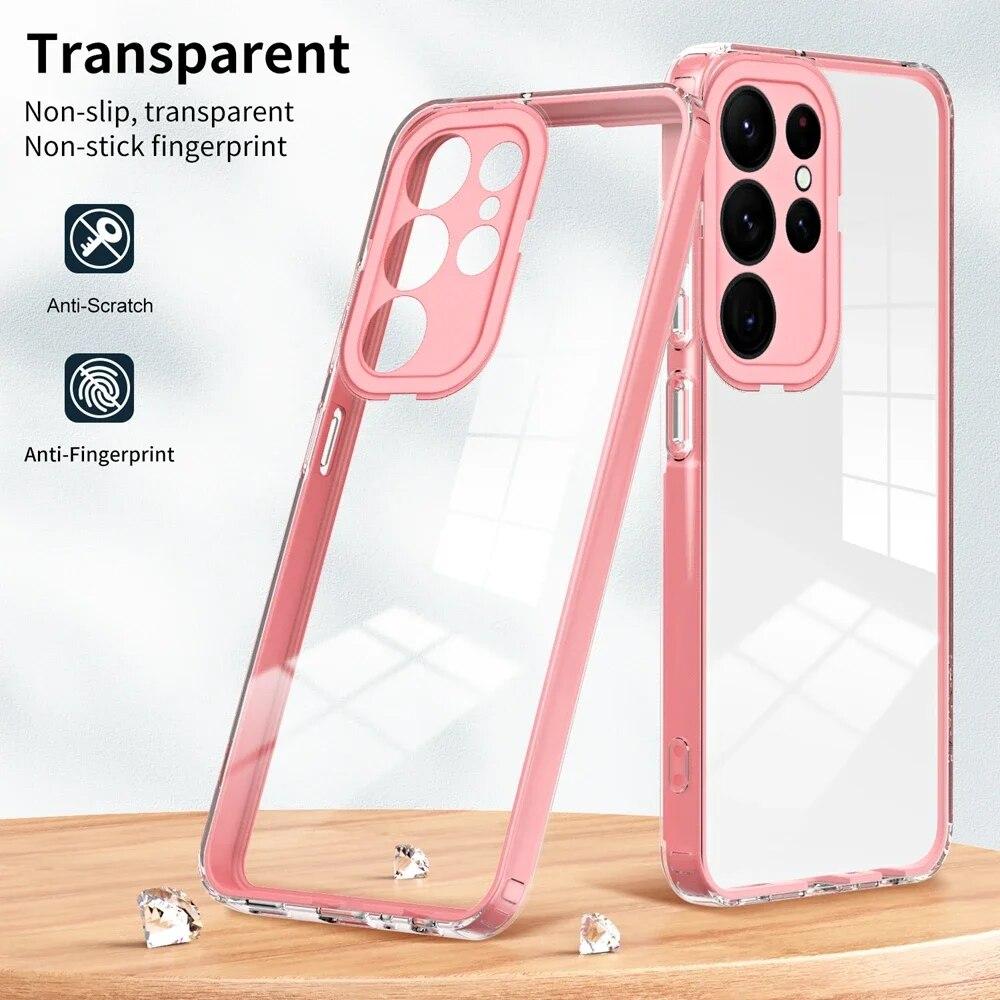 Прозрачный чехол для телефона Samsung Galaxy S24 S23 Ultra A14 A04 A34 A54 A13 A23 A33 A53 A73 A52 A24 A05 A15 A25, защитный чехол-бампер