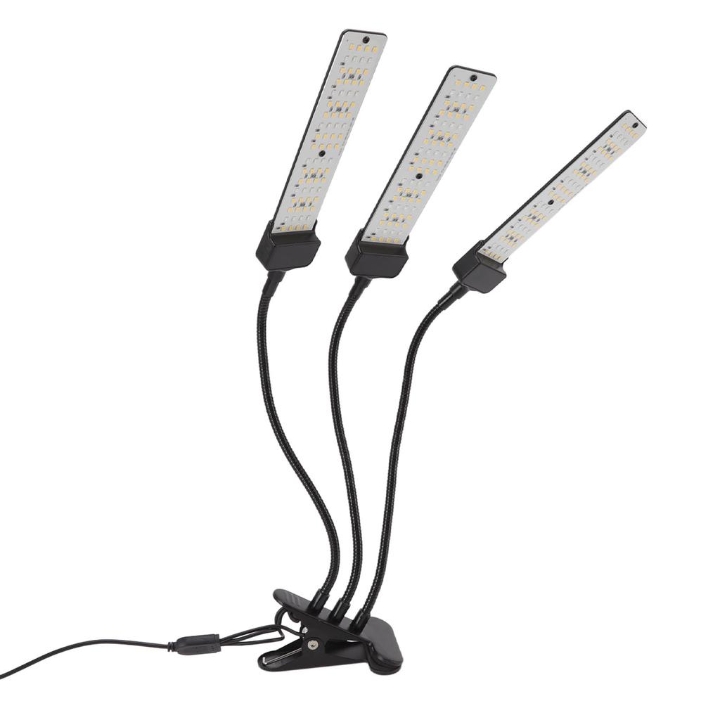 Светодиодная лампа для выращивания растений с клипсой, гибкая ножка, полный спектр, три головки с таймером для суккулентов