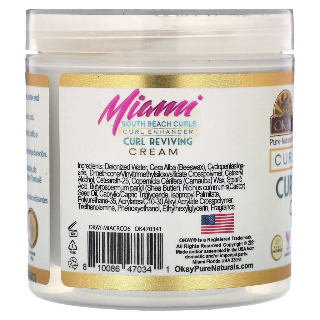 Okay Pure Naturals Miami South Beach Curls, средство для укрепления локонов, крем для восстановления локонов, 6 унций (170 г)