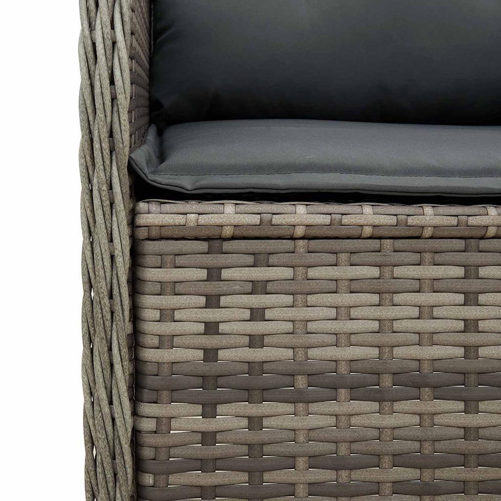 Garden Bench Set 2 pcs Grey Poly Rattan