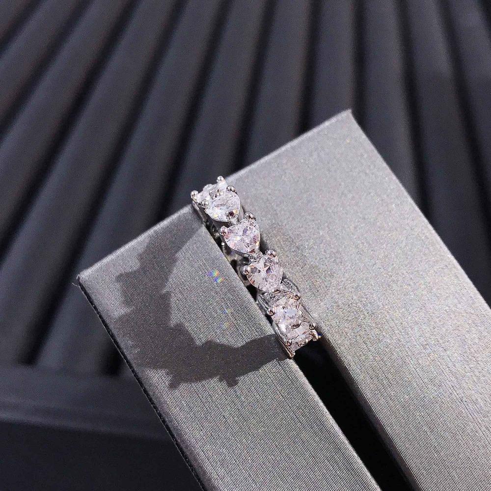 Women Moissanite Heart Rings D Color Imitation US Imported Fashion Minimalist Index Finger Ring