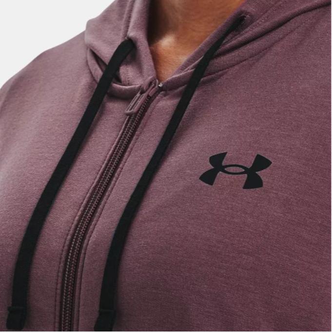 Under Armour Толстовка Rival Terry с принтом логотипа, куртка с длинными рукавами, женская верхняя одежда, пыльно-фиолетовый 1370941-554