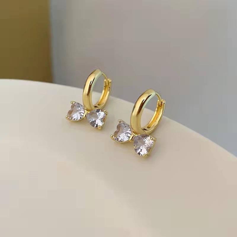 New Shiny Zircon Bow Earrings Copper Ear Button Fashion Jewelry for Woman Party Elegant Accessories Earrings