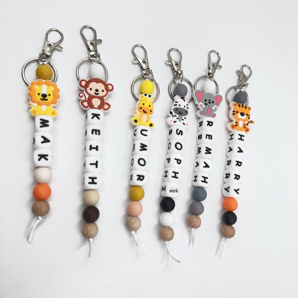 2025 Silicone Cartoon Animal Beaded Bracelet Keychain Pendant