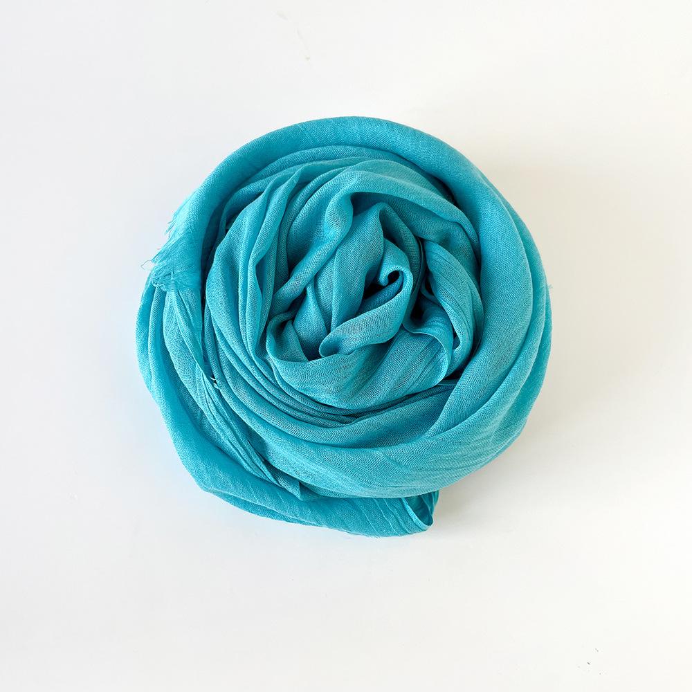 Solid Color Scarf Cotton and Linen Shawl Yarn Women's Summer Sunscreen Headscarf Retro Yarn Lengthened