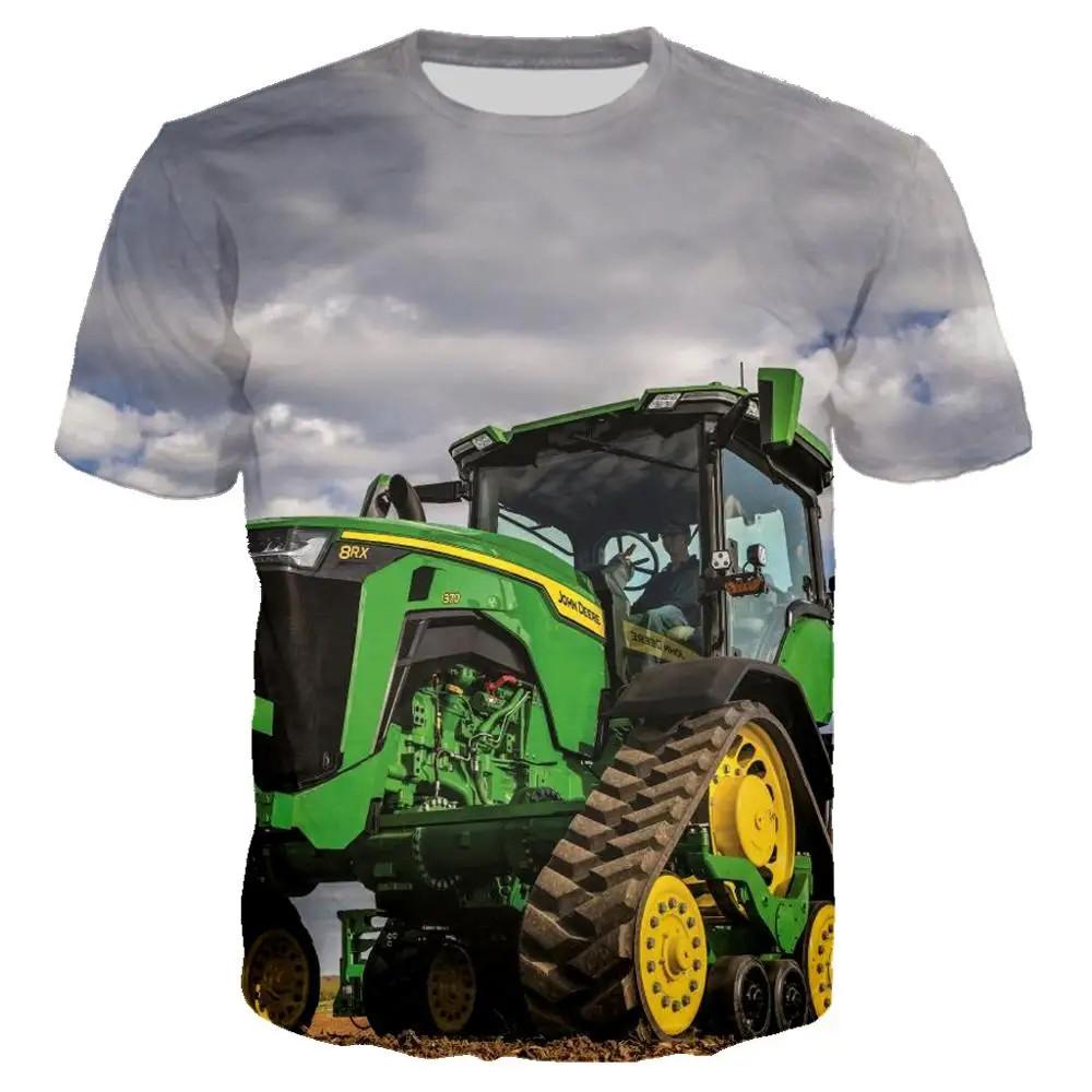 Cool Tractor Pattern 3D Printed T-shirt Fashionable Men's Comfortable Casual O-neck Top Summer Outdoor Sports Fun Short Sleeved Clothing