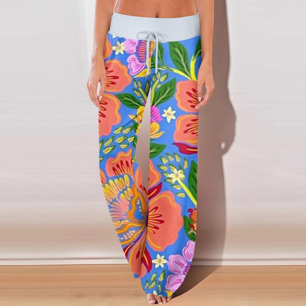 Women's Casual Sports Pants Vintage Printed Pajama Pants With Pockets