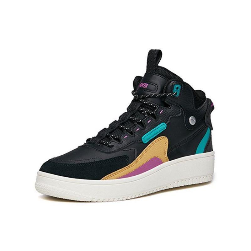 Anta Comfortable Wraparound Anti-Slip Shock Absorbing Wear-Resistant High-Top Sneakers Men Sneakers Black Green Yellow 112148013R-3