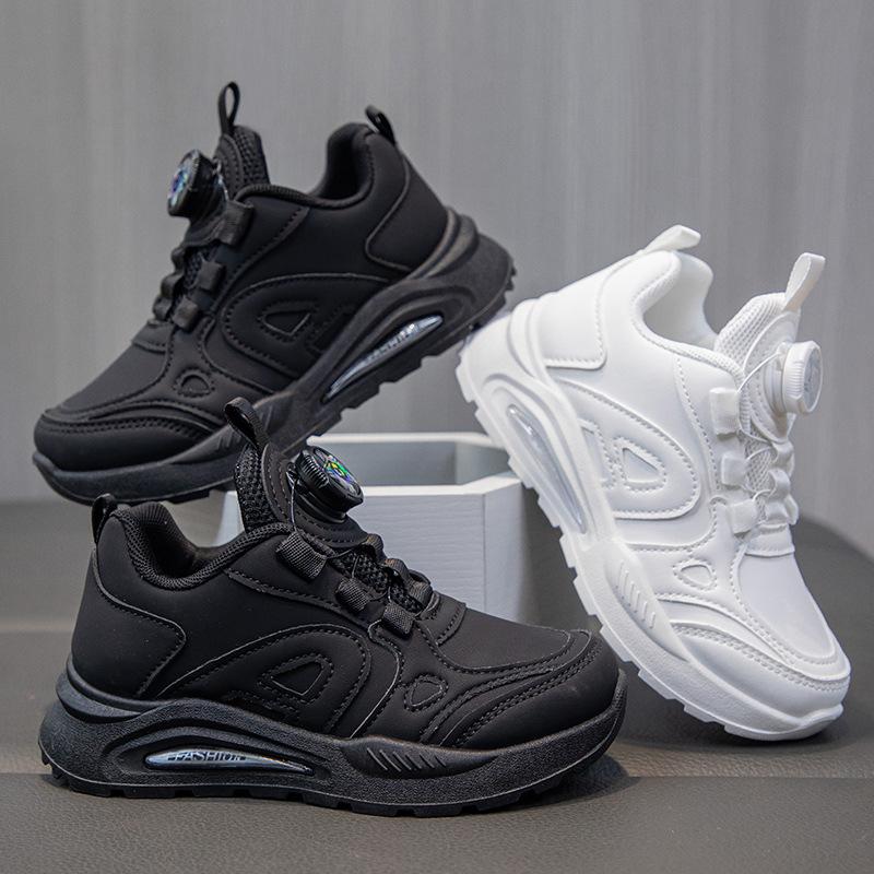 Children's sports shoes, new spring/autumn collection, girls' rotating-button running shoes, boys' white sneakers, soft-soled casual shoes