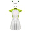 Womens Space Alien Costume Cap Sleeve Cutie Design Outer Space Theme Dress and Hair Hoop