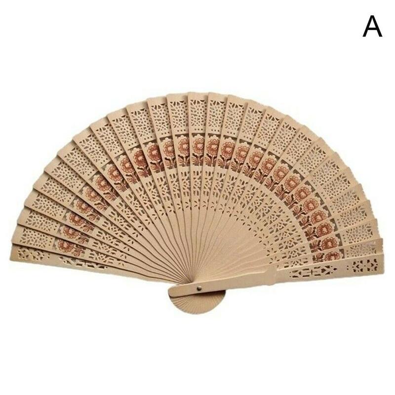 8 Inch Folding Hand Held Fan Full-flush Fragrant Wood For Wedding Sandalwood Classic Chinese Im S4J8