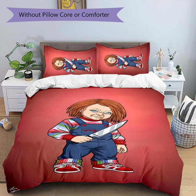 Chucky 3pcs Bedding Set Duvet Cover Closure Includes 1 Duvet Cover & 2 Pillowcases for All Seasons Bedroom Home Dorm Decor