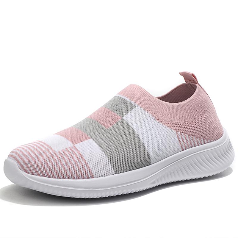 Модная женская обувь Вулканизированные кроссовки Zapatillas Mujer Вязаные кроссовки Женские Новая обувь на плоской подошве Смешанный цвет Вулканизированная обувь Повседневная обувь Chaussure Femme