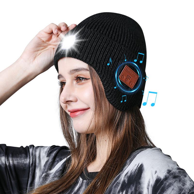 Светящаяся Bluetooth-гарнитура, вязаная шапка для тепла на улице