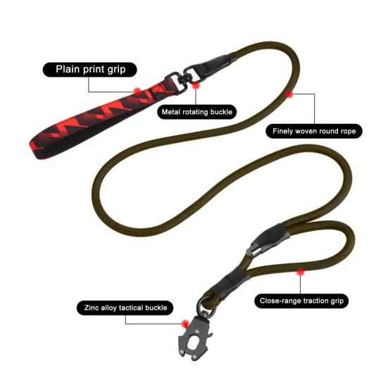 4,7-футовый прочный поводок для собак с двойной ручкой из нейлоновой веревки, поводок для тренировок на открытом воздухе для прогулок для маленьких, средних и больших собак
