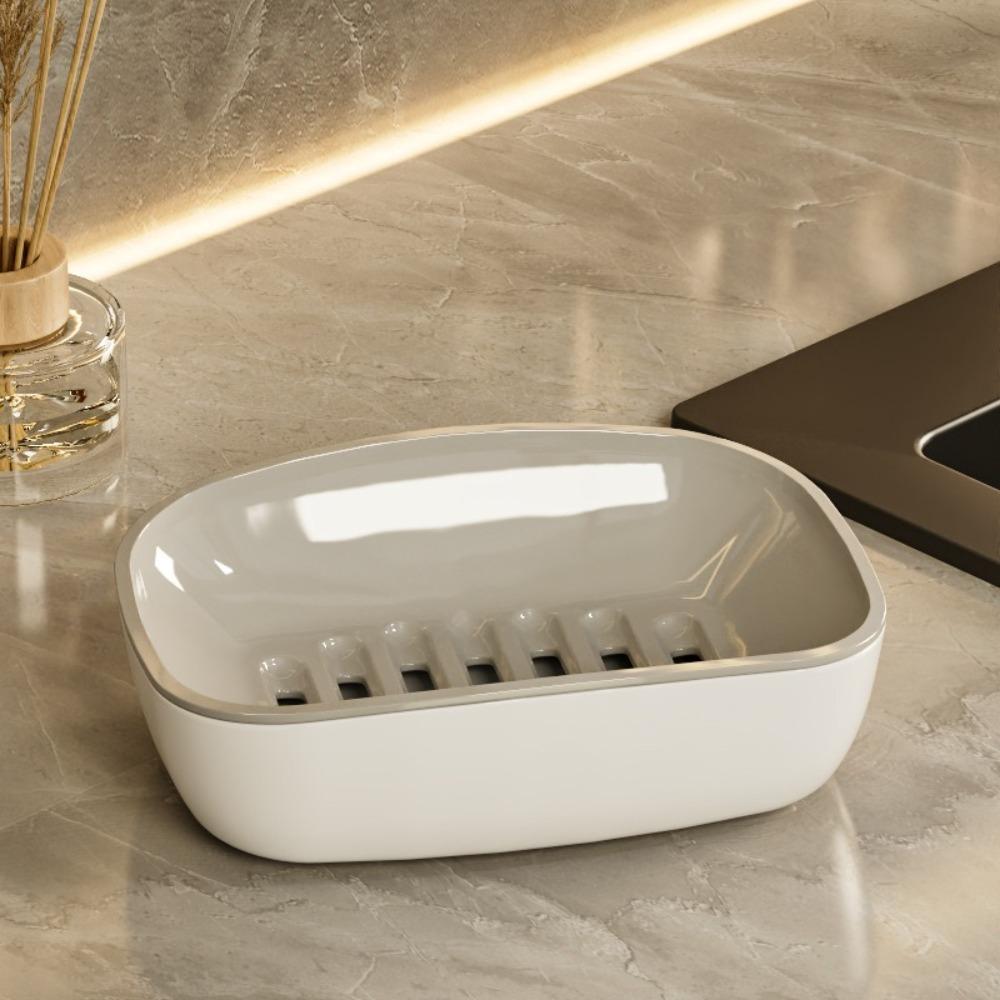 Plastic Soap Box Double-Layer Soap Storage Holder Portable Draining Soap Shelf Home Bathroom