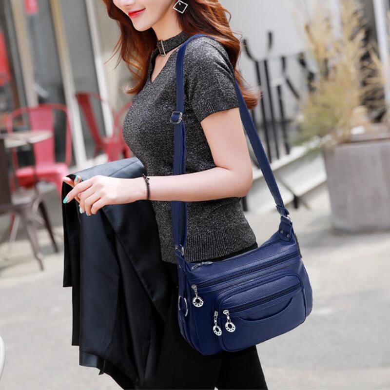 Мягкая мытая искусственная кожа Повседневная сумка Mama Женская сумка через плечо