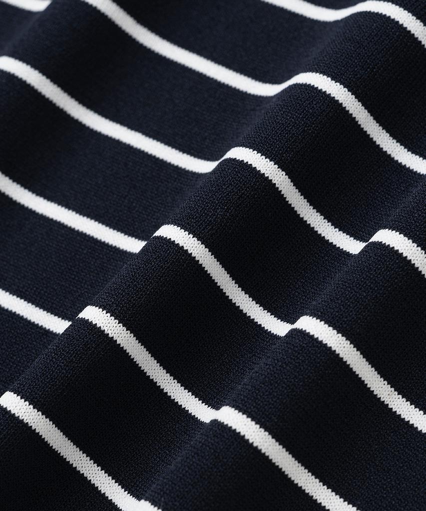 XOX Button Collar Summer Cool Crop Short Sleeve Knit [Navy St]