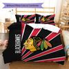 Набор постельного белья с узором Chicago Blackhawks, одеяло, пододеяльник, наволочка, домашний декор, подарок (1 пододеяльник + 2 наволочки, без наполнителя)
