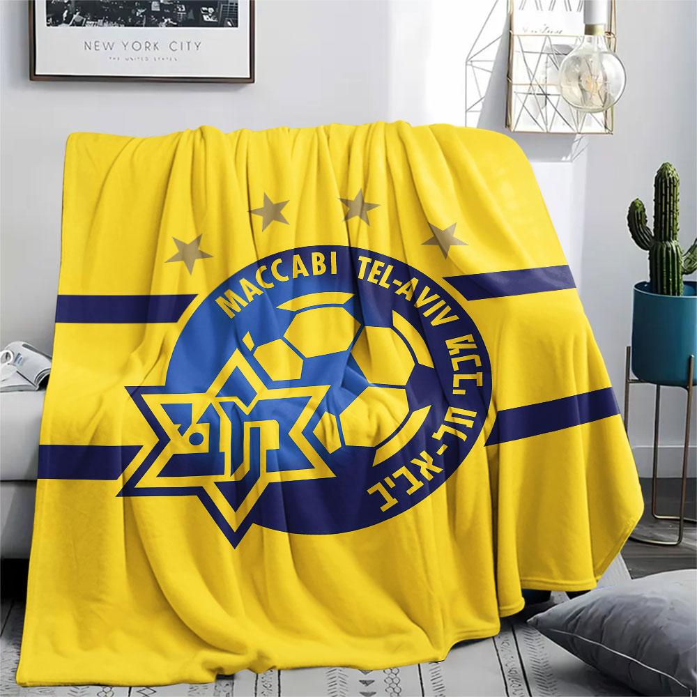 1PC Maccabi Tel Aviv F.C Patterned Flannel Blanket Suitable For All Seasons for Home Decor Warmth and Comfort Gifts Holiday Present
