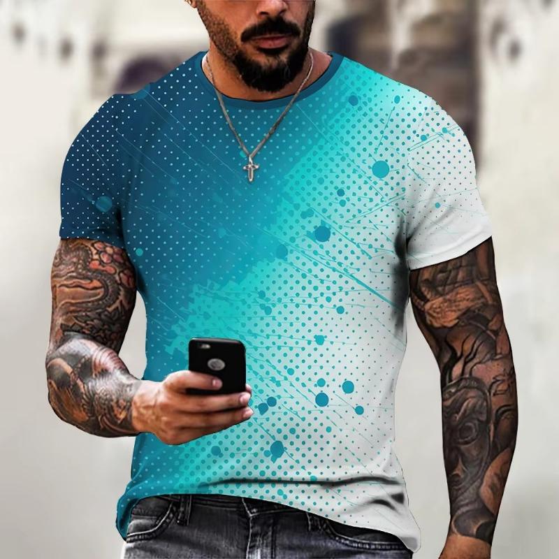 Модная высококачественная футболка с короткими рукавами и круглым вырезом с цветным градиентом