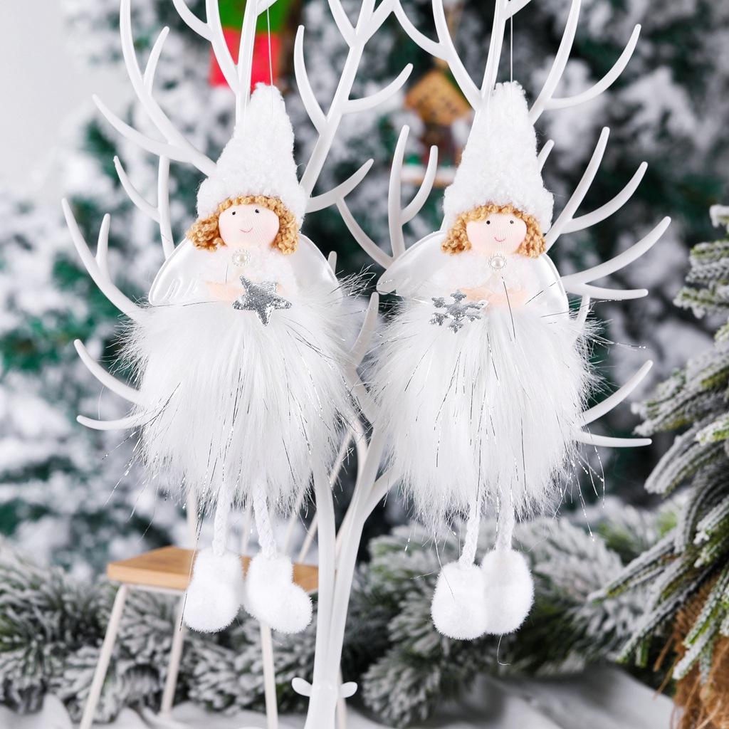 2025 New Year Gift White Pink Christmas Angel Doll Tree Ornament Xmas Decoration for Home Natal Navidad Cute Holiday Gift Decor