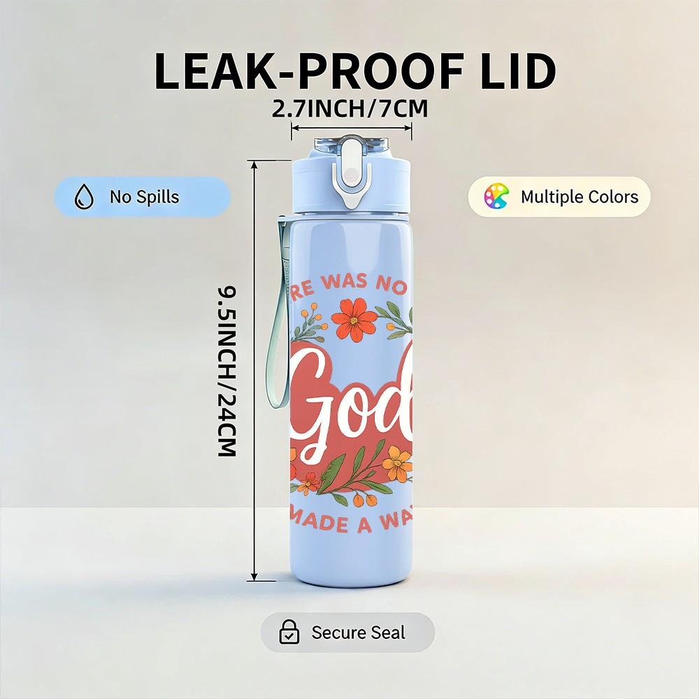1PC God Is Within Her Art 750ml Color Plastic Sports Water Bottle Leakproof Flip Straw Lid Suitable for Sports Office Home Use