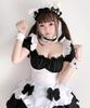 Maid Costume Cosplay Puff Mini Light Black and White Black and White [Milky Time] Dress, Sleeves, Length, Blue, (Includes Ribbon)