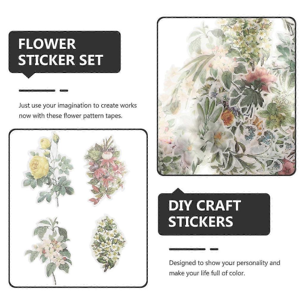 120Pcs Flower Stickers For Scrapbooking Decorative Adhesive Stickers Suitable For Craft Projects Assorted Color Vintage Design