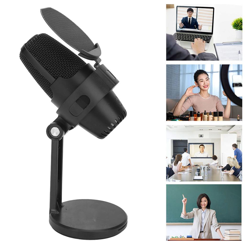 USB Condenser Microphone Cardioid PC Condenser Mic with RGB Light for Gaming Studio Recording Live Streaming
