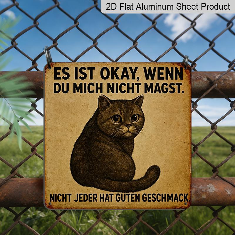 2D Flat - 1pc Vintage Aluminium Metal Sign, Outdoor Decorative Wall Sign, Retro Tin Sign Style, Funny Cat Theme, "It Is Okay If You Do Not Like Me