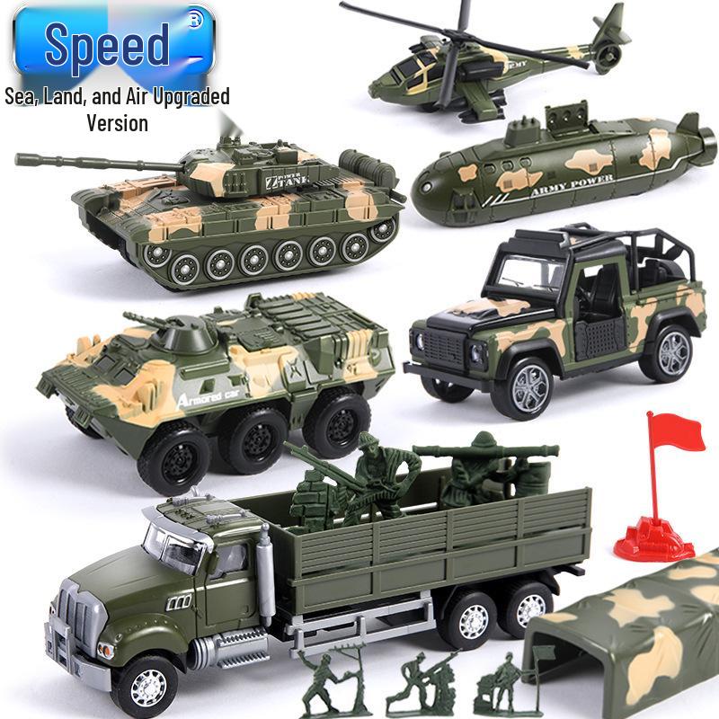 Popular 1:52 Alloy Toy Car Set: Pull-Back Armored Military Tank Model for Kids