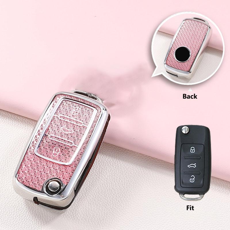 Кристальный ТПУ чехол для ключа, складной, для Volkswagen, для VW Polo, Golf, Passat, Tiguan, T5, Skoda Octavia, Seat Leon, Altea, чехол для ключа, брелок