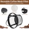 2 Pcs Solid Bottom Reusable Nylon Net Basket Coffee Maker Filter for Mr. Coffee with Brush and Scoop, 8-10 Cups Washable Strainer