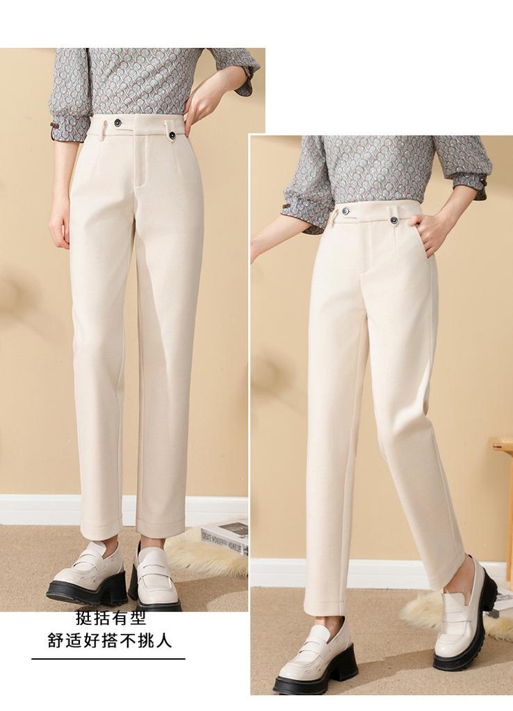 Winter Solid Color Versatile High Waist Slimming Temperament Commuting Women's Casual Pants