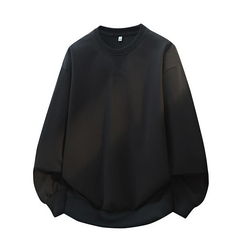 Men S Long Sleeve Loose Solid Color Hoodless Casual Sweatshirt