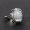 Elegant Simple Oval Moonstone Rings For Women Silver Plated Fine Jewelry Anniversary Engagement Gift