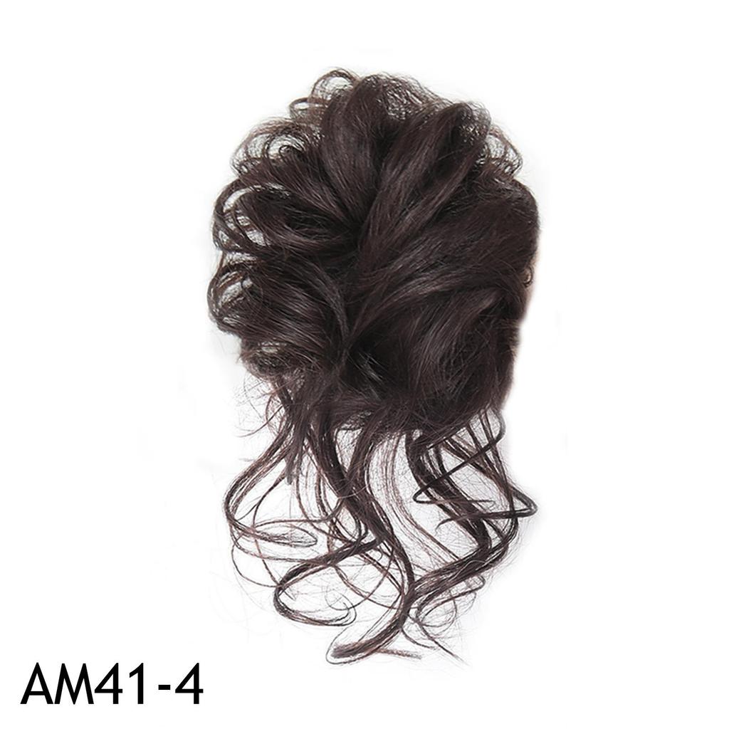 Hair Bun Hairpiece Dark Brown Messy Bun Hair Extension Women Wavy Curly Updo Scrunchie Elastic