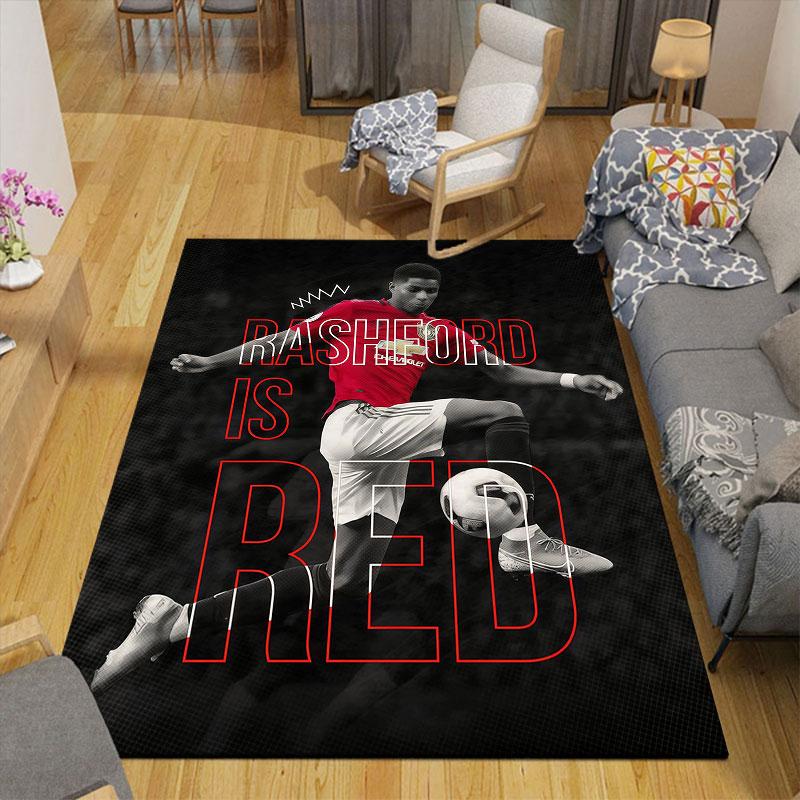 Rashford Flannel Printed Carpet, Home Sofa Decoration for Living Room & Bedroom, Non‑Slip Play Flannel Floor Mat for Game Room