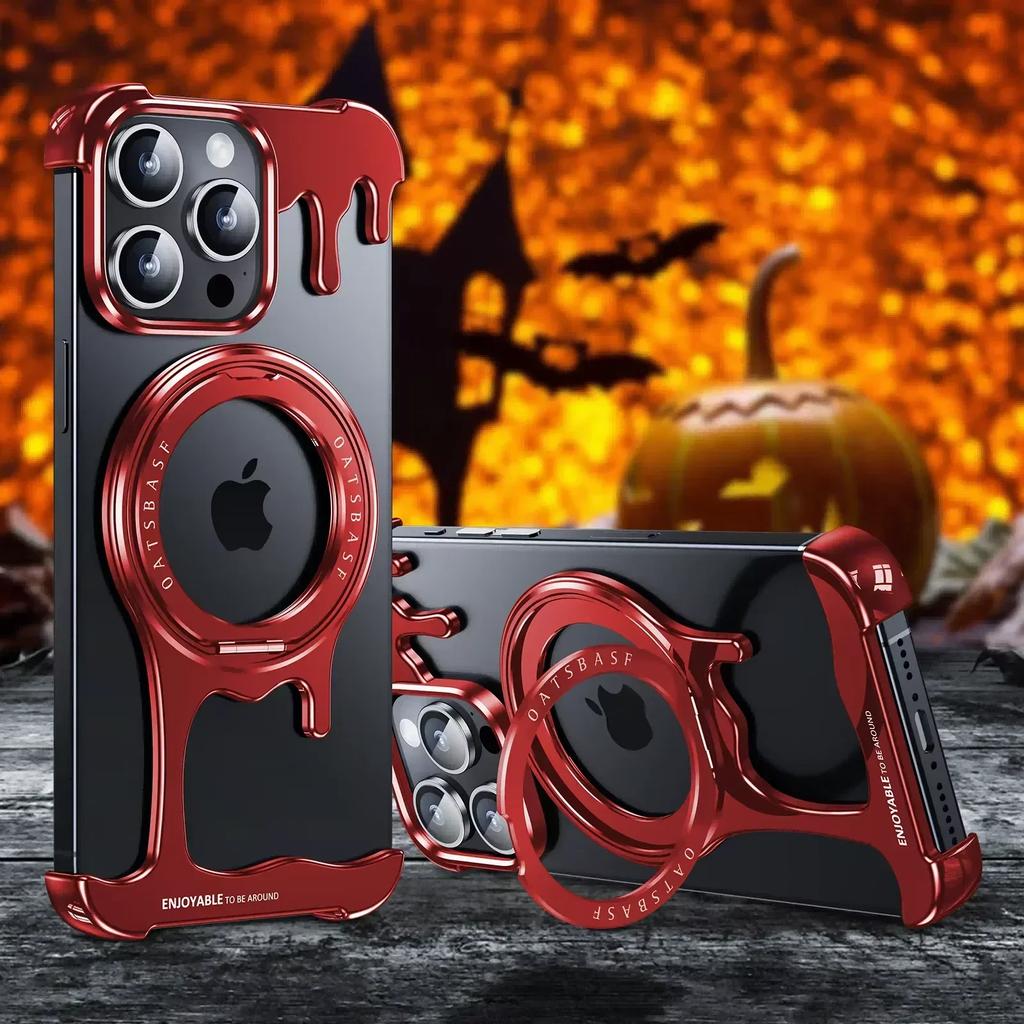 Ранний Безрамочный чехол для iPhone 16/15/14/13 Pro Max с держателем-кольцом для пальцев с вращением на 360° для Magsafe Защитный бампер