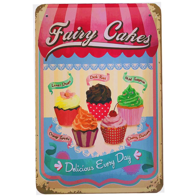 Shabby Chic Vintage Metal Tin Signs BBQ Fast Food Hamburger Cupcake Pop Corn Hot Dog Wall Decor for Kitchen Cafe Diner Bar