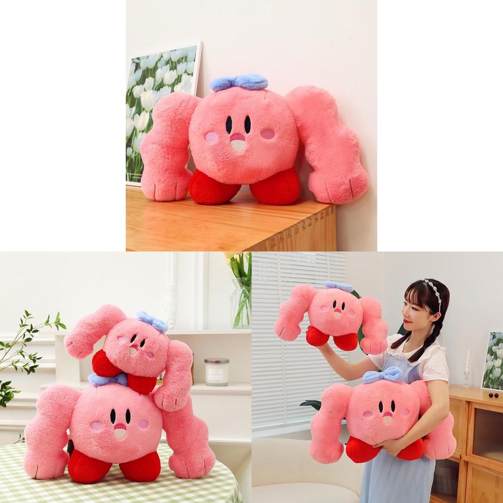 Cute Cartoon Muscle Star Kirby Plush Toy Pillow Stuffed Animal Doll Gift