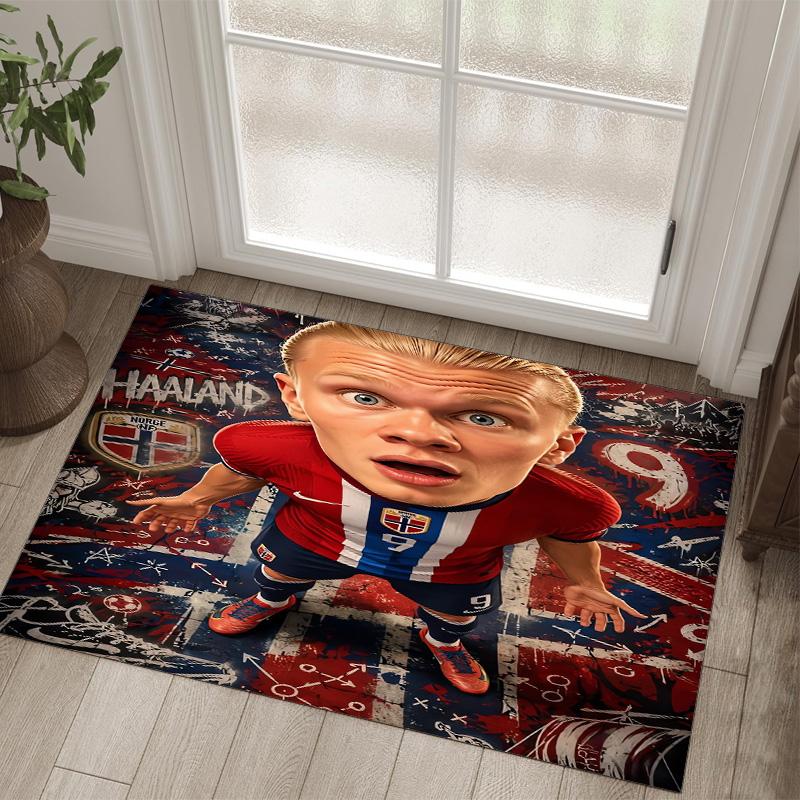 Erling Haaland Design Crystal Velvet Carpet Cozy Non?Slip Printed Rug For Bedroom Living Room Entrance