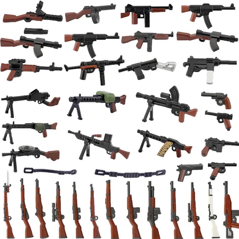 Военные Строительные Блоки Американские Советские Фигурки Солдат Оружие Аксессуары Пистолеты Пистолет Снайперский Пояс Мини-Кирпичики MOC