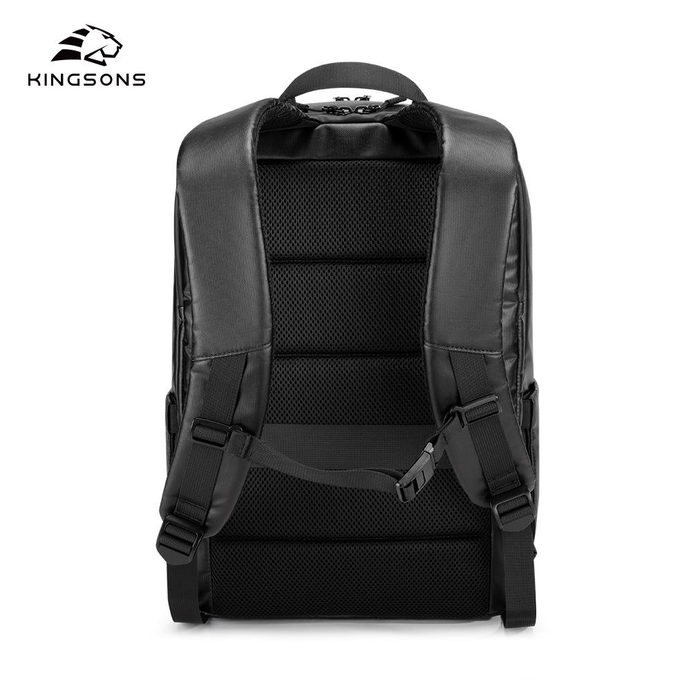 Kingsons Black Stylish Men Sports Backpack 15.6 Inch Laptop Waterproof / Dry-wet Separation / Reflective Strip / Bag for Basketball Helmet/Shoes